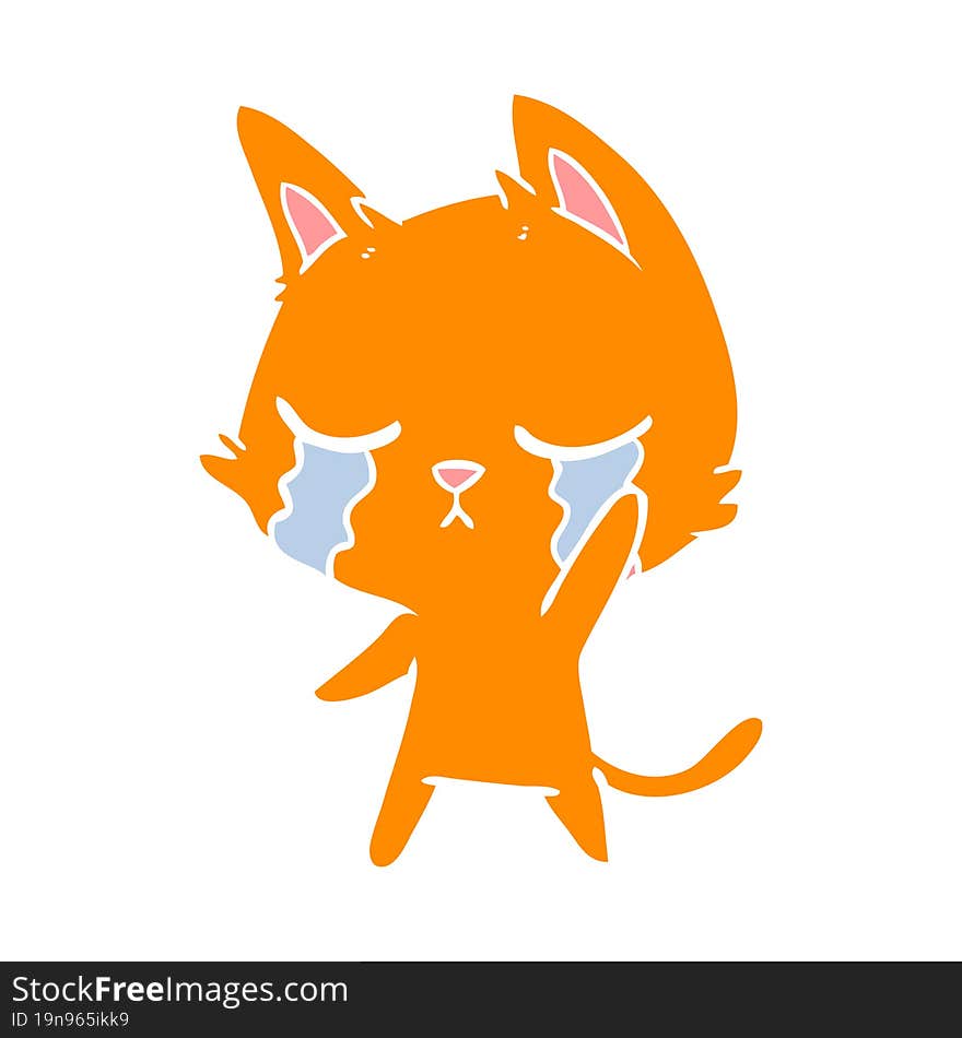 Crying Flat Color Style Cartoon Cat