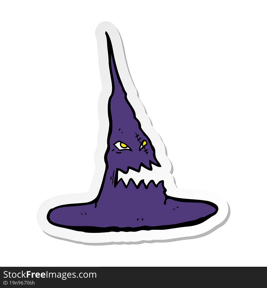 Sticker Of A Cartoon Spooky Witches Hat