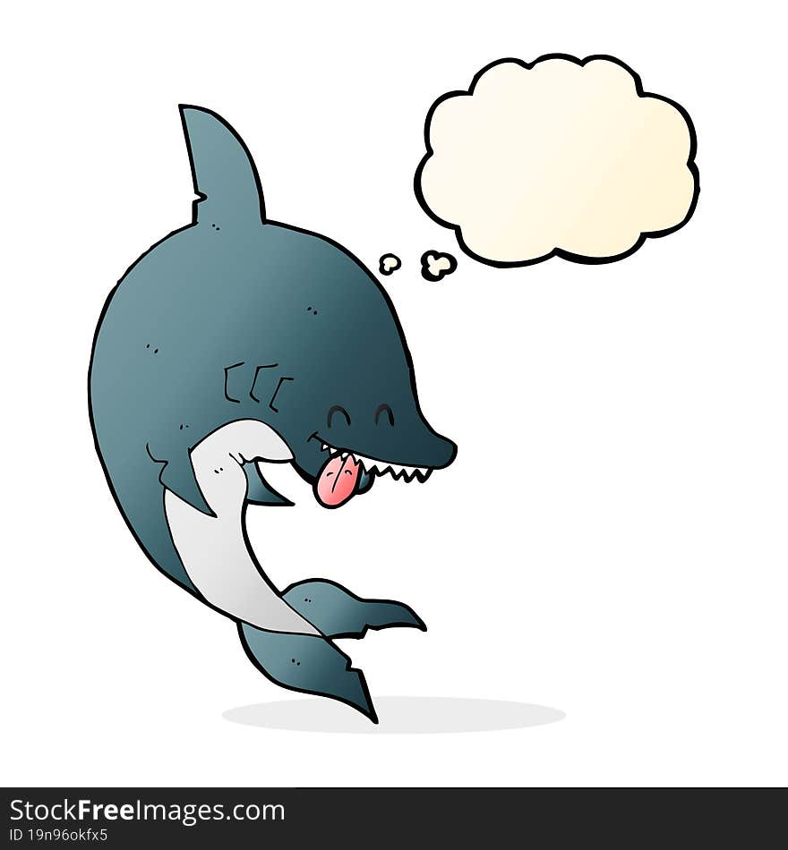 funny cartoon shark with thought bubble