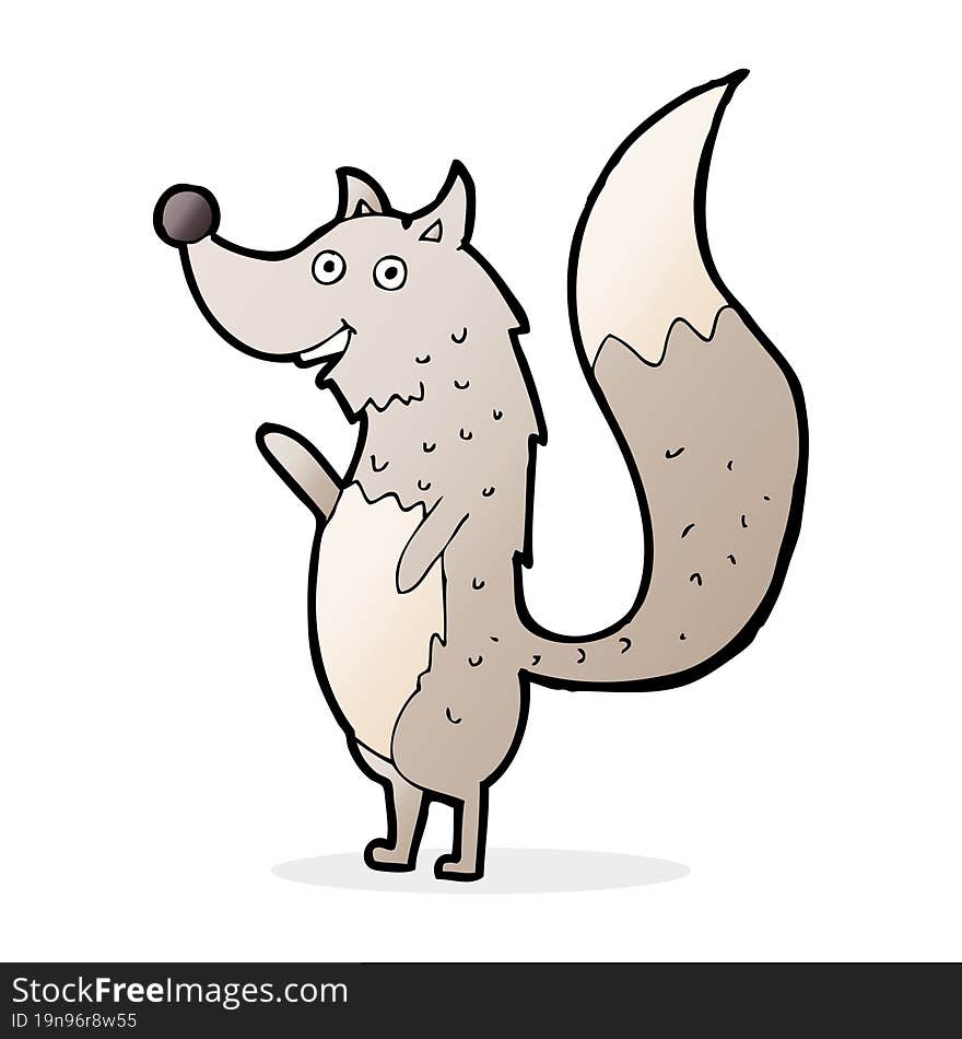 Cartoon Waving Wolf