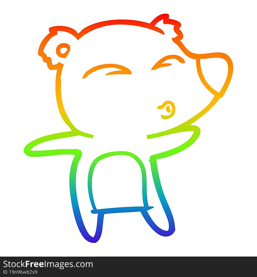 rainbow gradient line drawing cartoon whistling bear