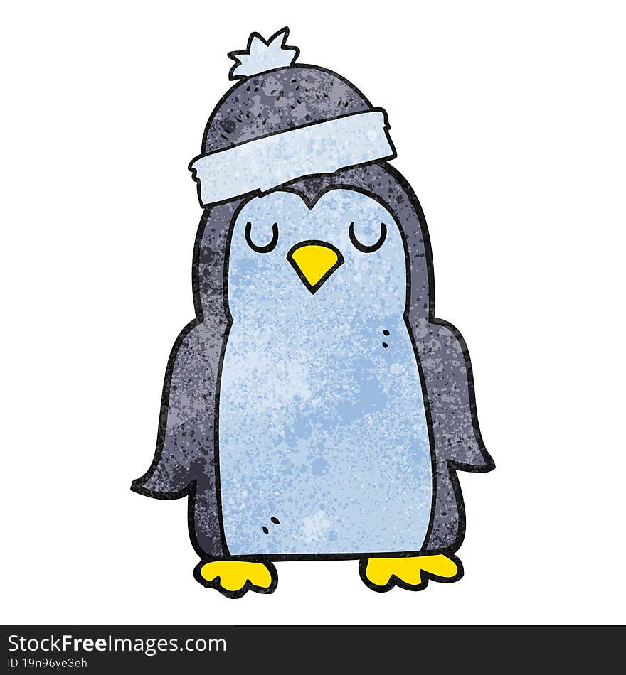 freehand textured cartoon penguin