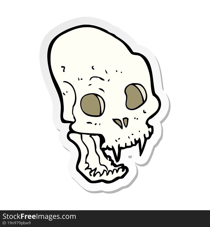 sticker of a cartoon spooky vampire skull