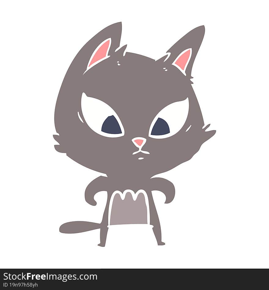 Confused Flat Color Style Cartoon Cat