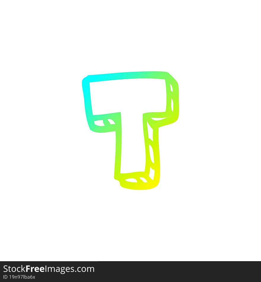 cold gradient line drawing cartoon letter t