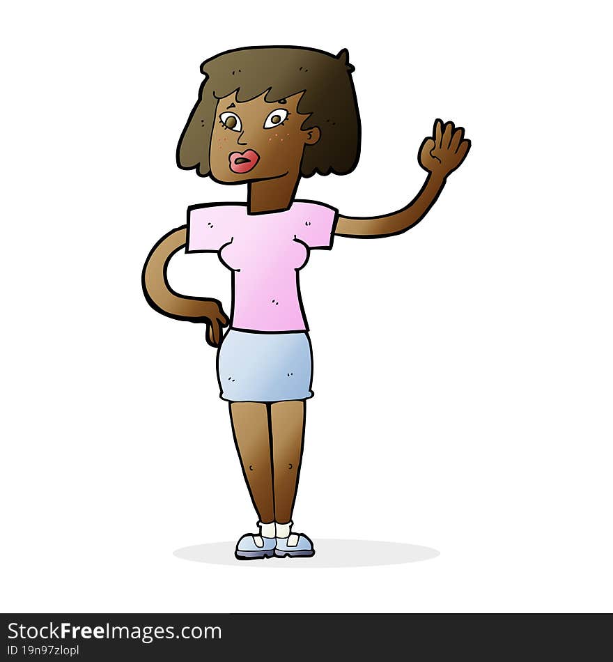 cartoon woman waving