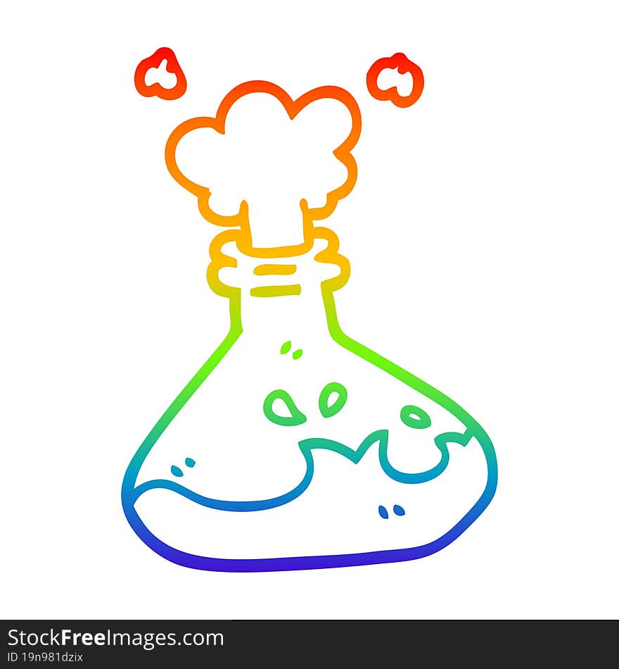 Rainbow Gradient Line Drawing Cartoon Chemical Bottles