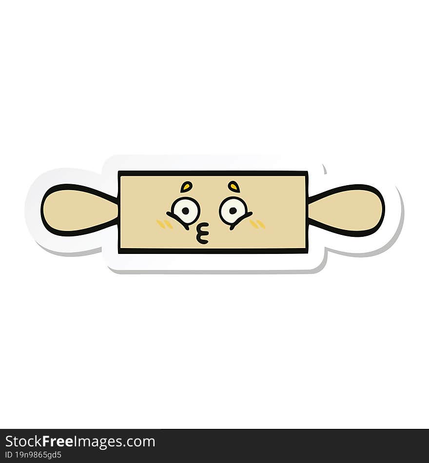 Sticker Of A Cute Cartoon Rolling Pin