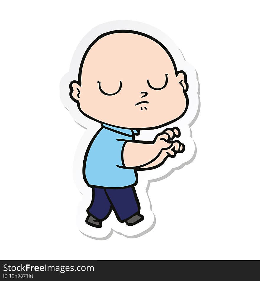 sticker of a cartoon bald man