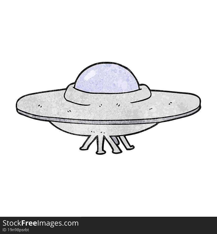 freehand textured cartoon flying saucer