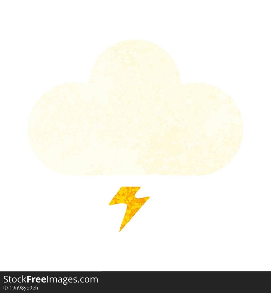 retro illustration style cartoon thunder cloud