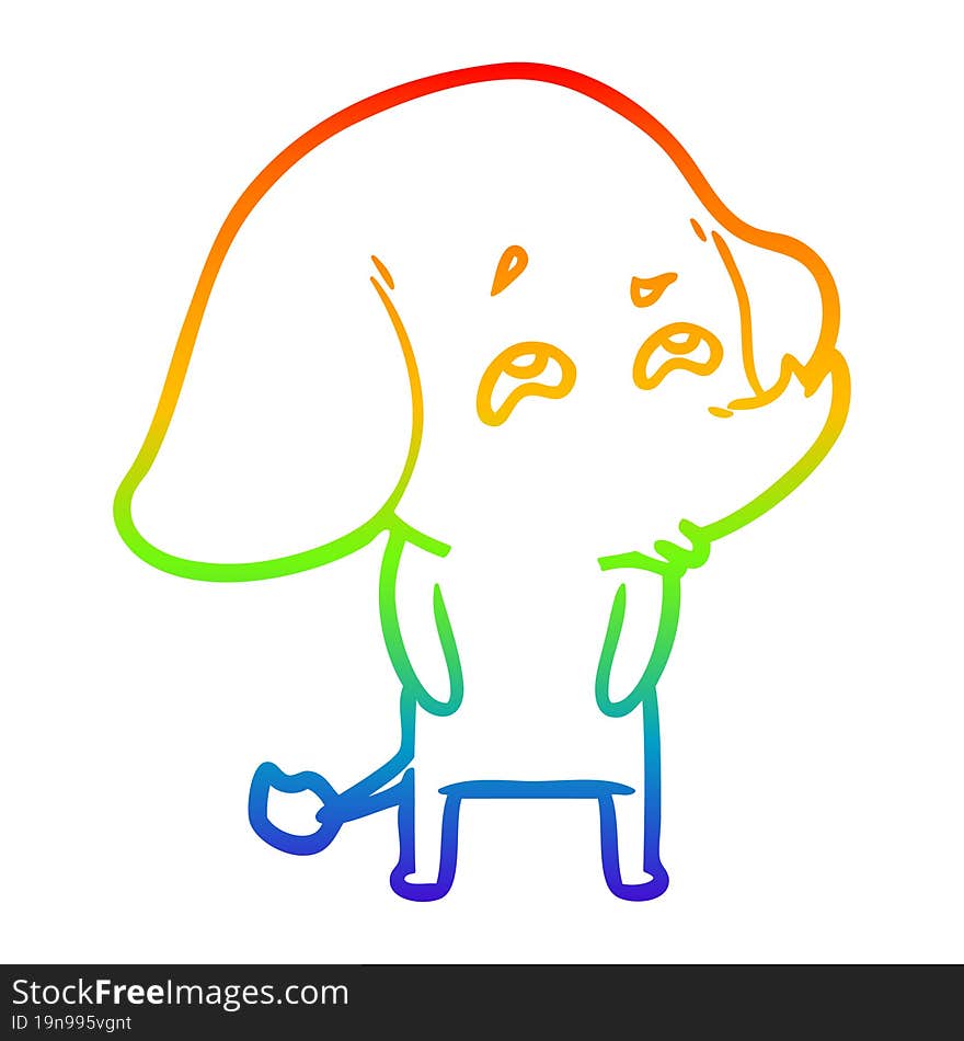 rainbow gradient line drawing cartoon elephant remembering