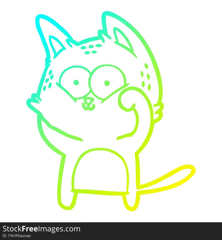 cold gradient line drawing cartoon cat being cute