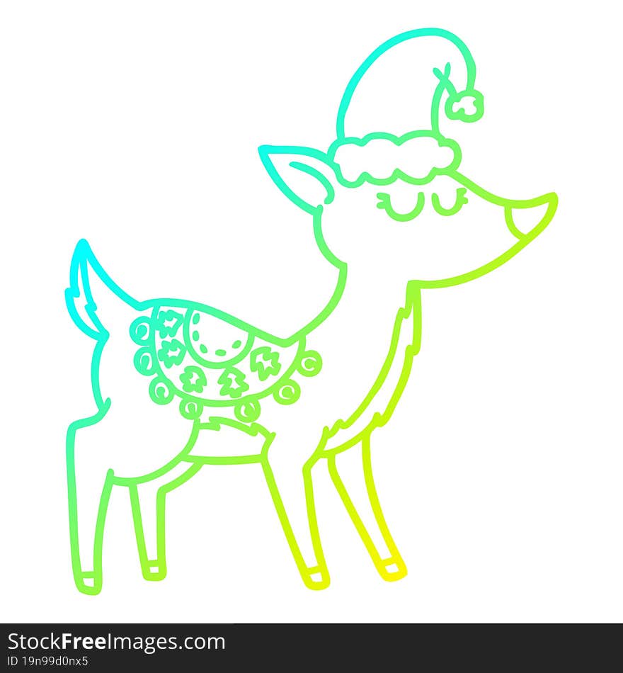 cold gradient line drawing of a cartoon reindeer