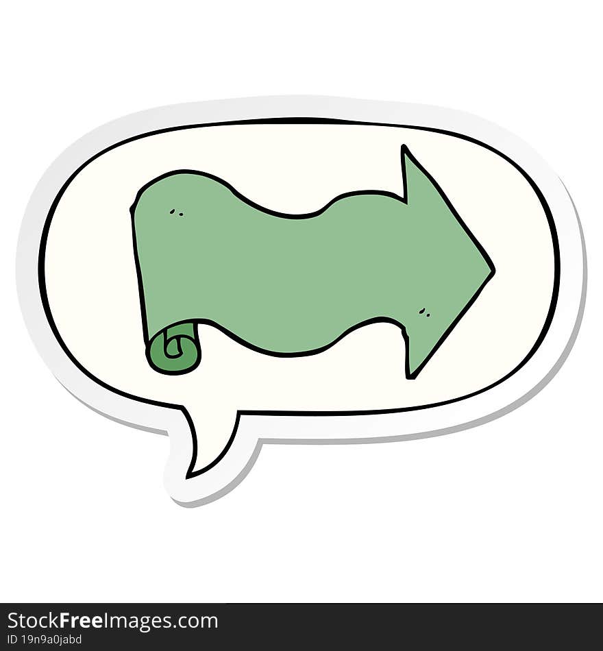 cartoon arrow and speech bubble sticker