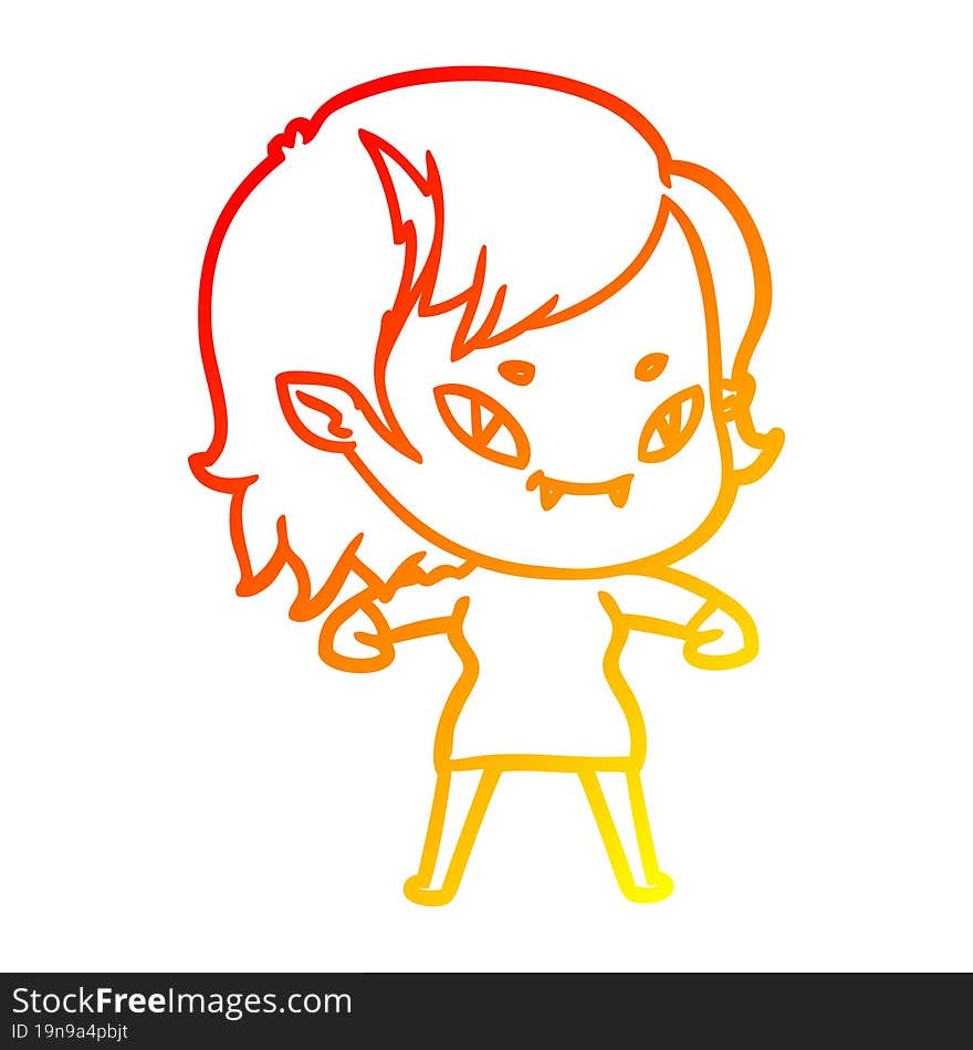 warm gradient line drawing cartoon friendly vampire girl