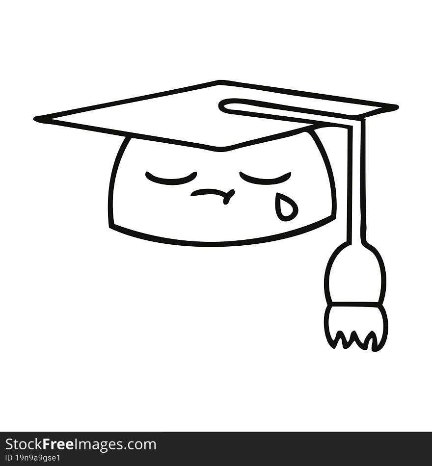 Line Drawing Cartoon Graduation Hat