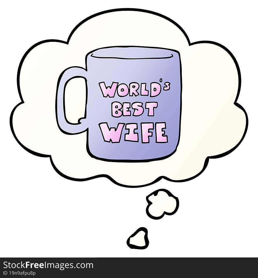 Worlds Best Wife Mug And Thought Bubble In Smooth Gradient Style