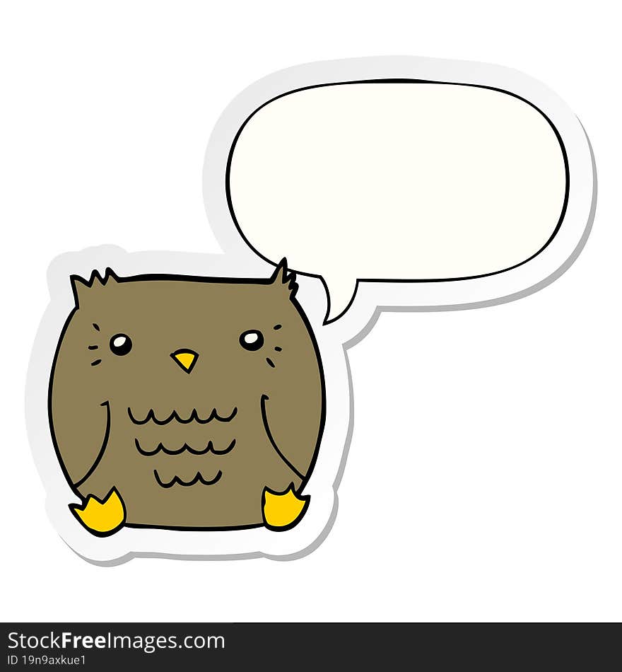 cartoon owl and speech bubble sticker