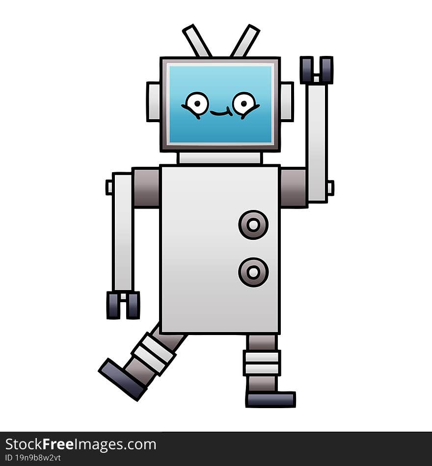 Gradient Shaded Cartoon Robot