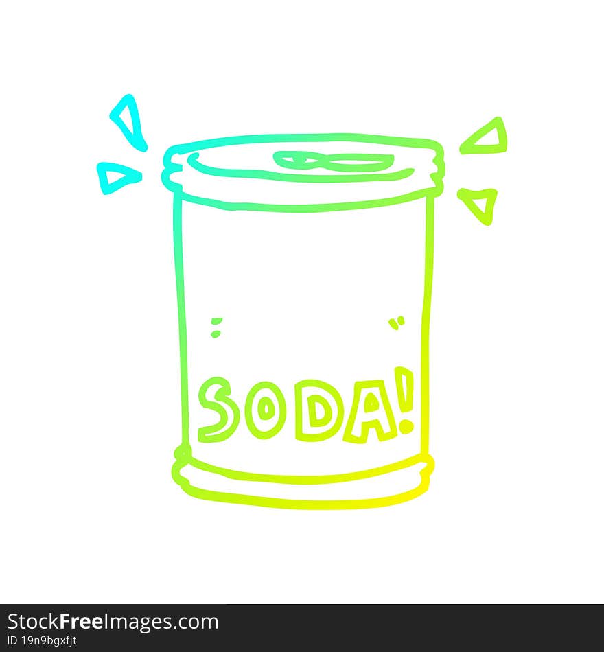 cold gradient line drawing of a cartoon soda can