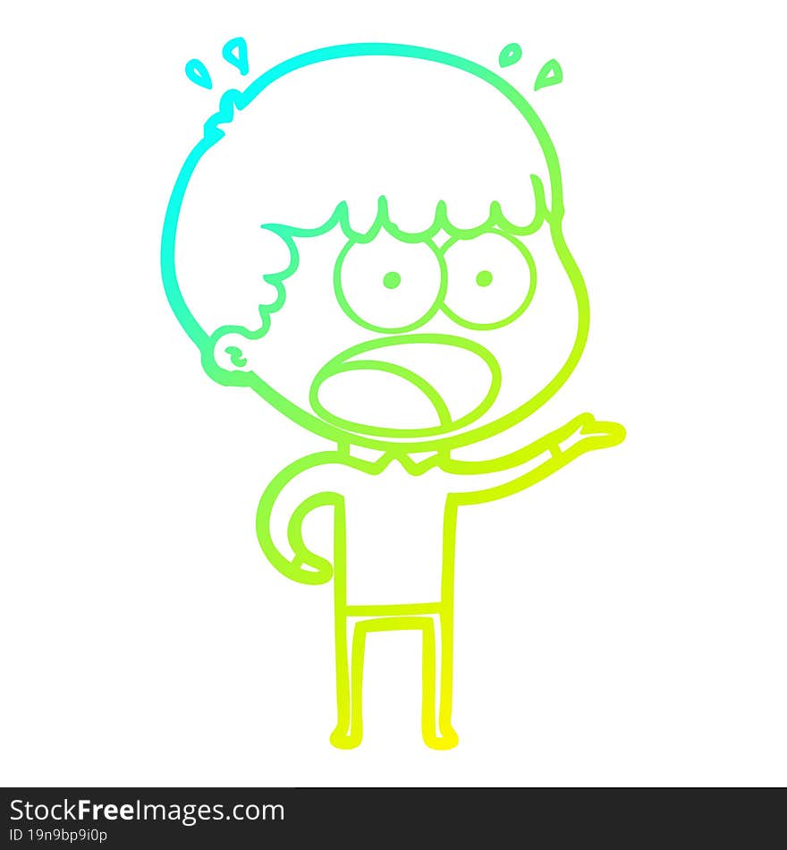 cold gradient line drawing cartoon shocked man