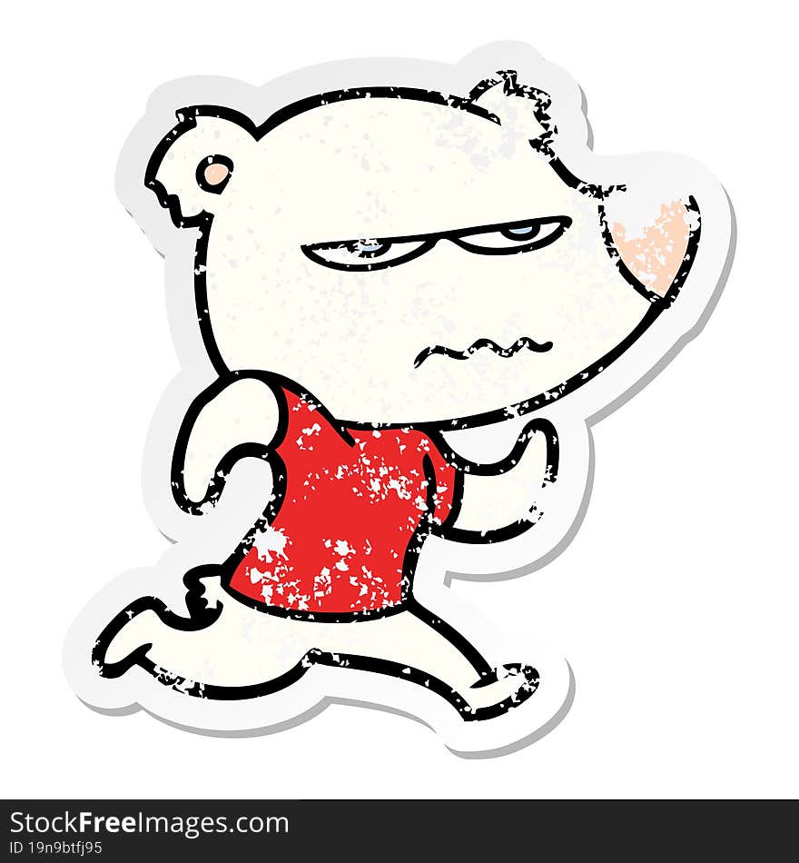 Distressed Sticker Of A Angry Bear Polar Cartoon