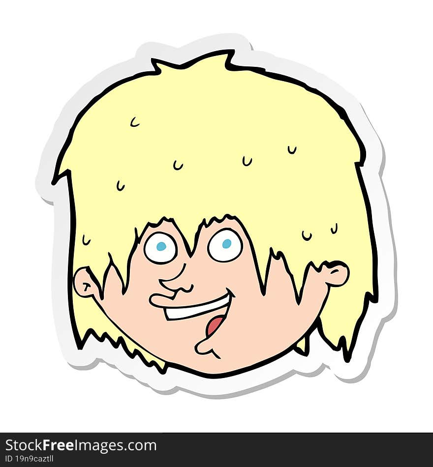 Sticker Of A Cartoon Happy Man