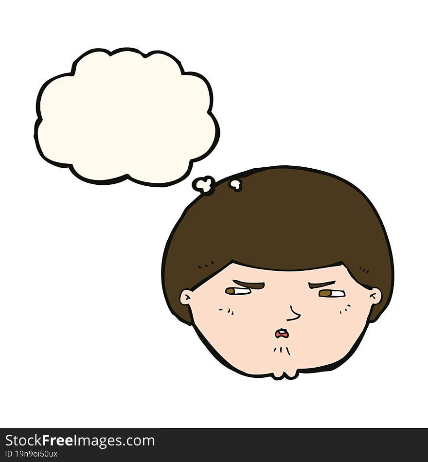 Cartoon Annoyed Man With Thought Bubble