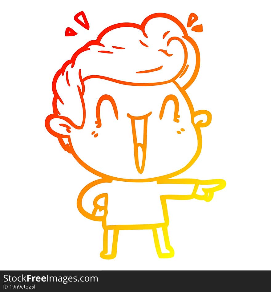 warm gradient line drawing of a cartoon excited man