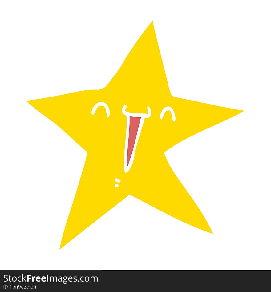 Happy Flat Color Style Cartoon Star