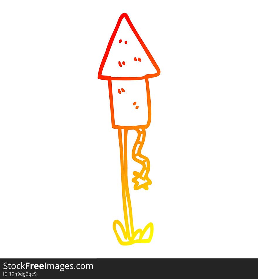 warm gradient line drawing cartoon rocket