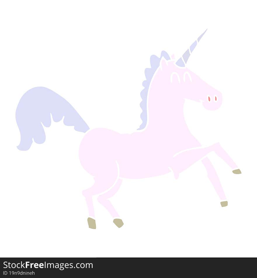 Flat Color Style Cartoon Unicorn