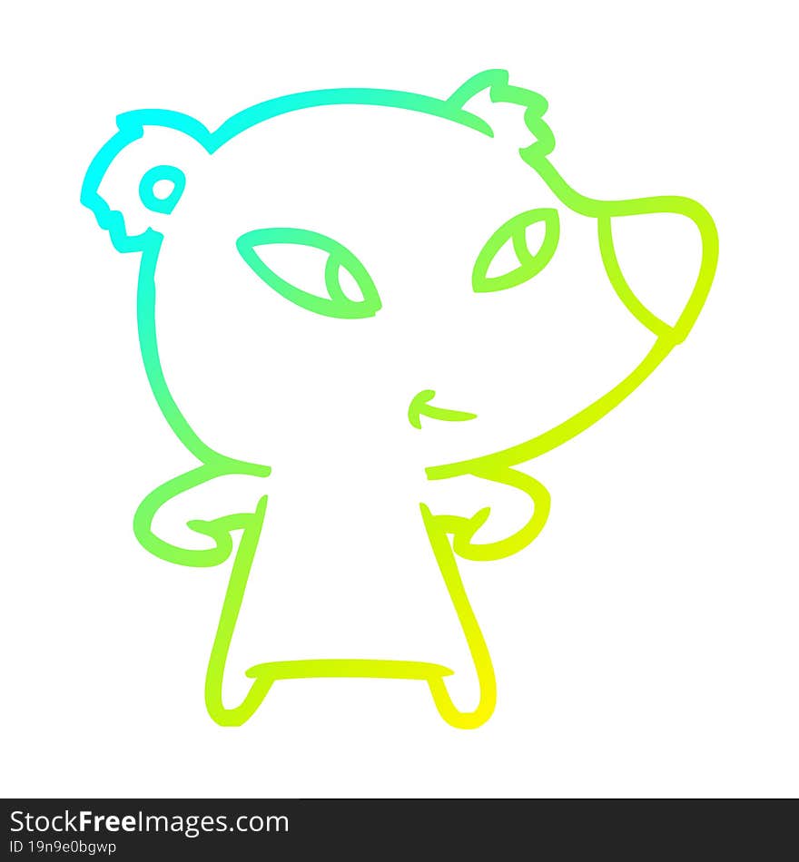 Cold Gradient Line Drawing Cute Cartoon Bear