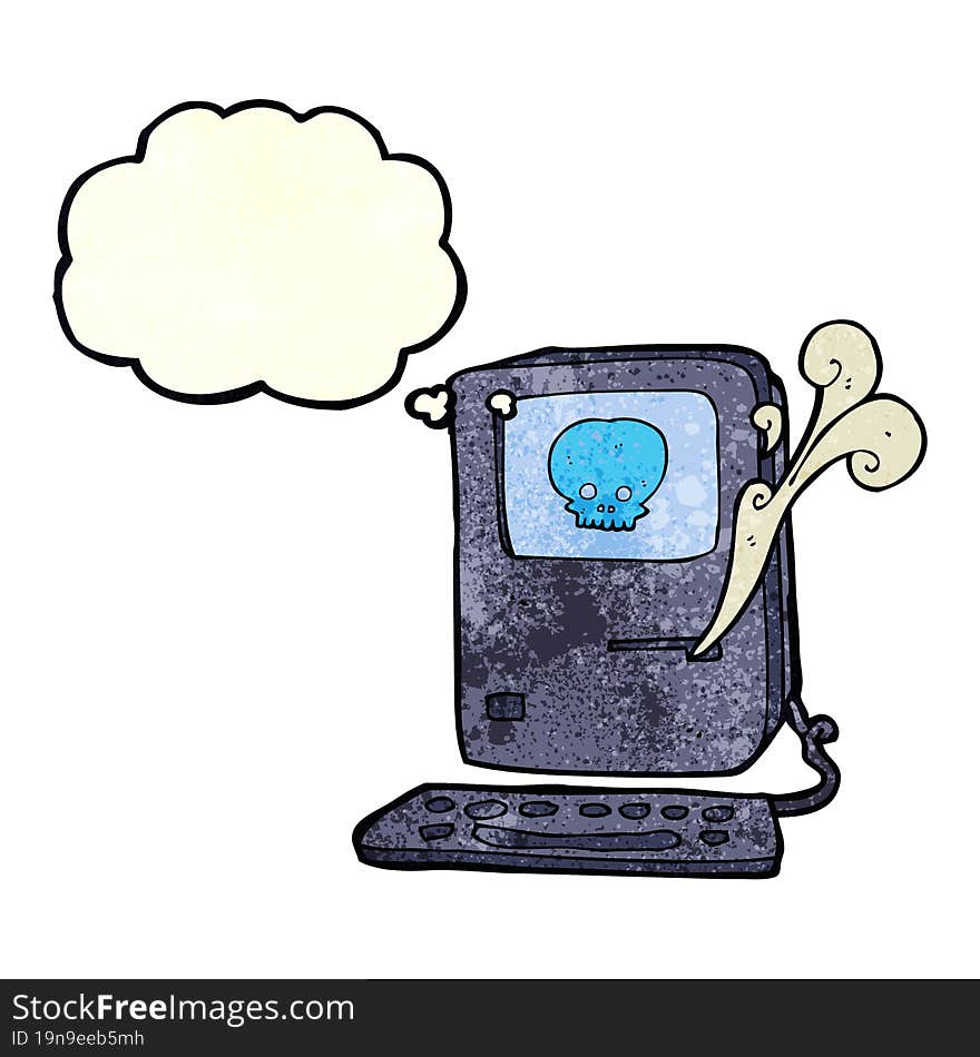 computer virus cartoon  with thought bubble