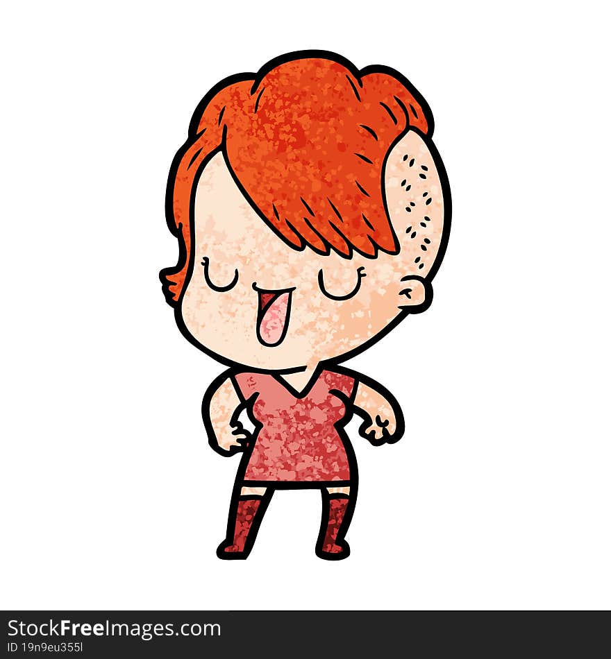 cute cartoon girl with hipster haircut. cute cartoon girl with hipster haircut