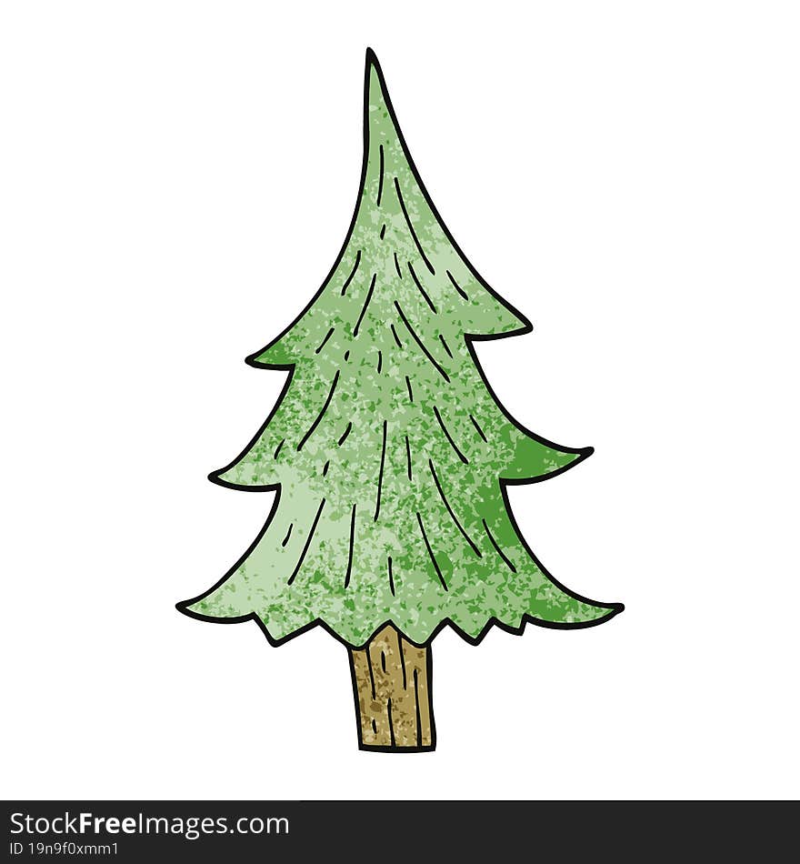 cartoon doodle pine trees