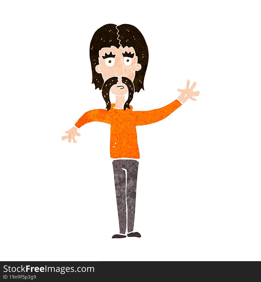 cartoon waving man with mustache