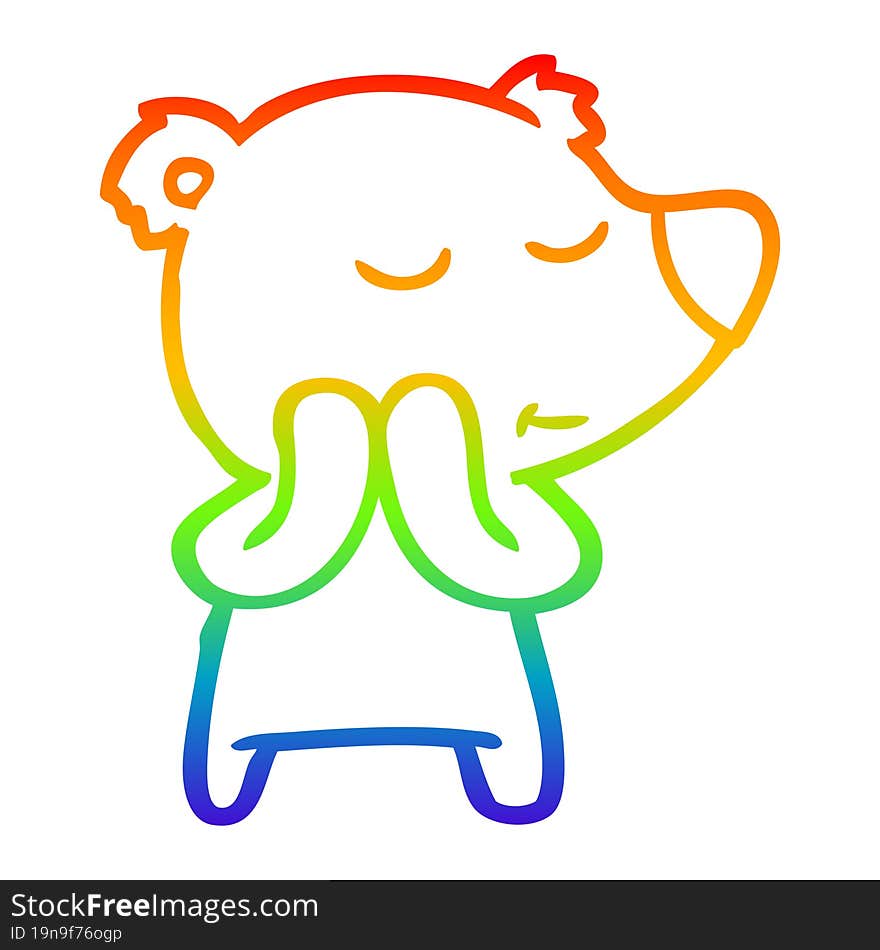 rainbow gradient line drawing happy cartoon polar bear