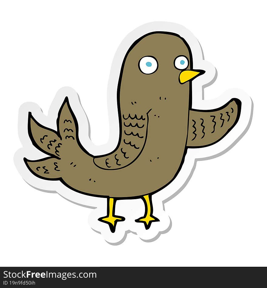 sticker of a cartoon waving bird