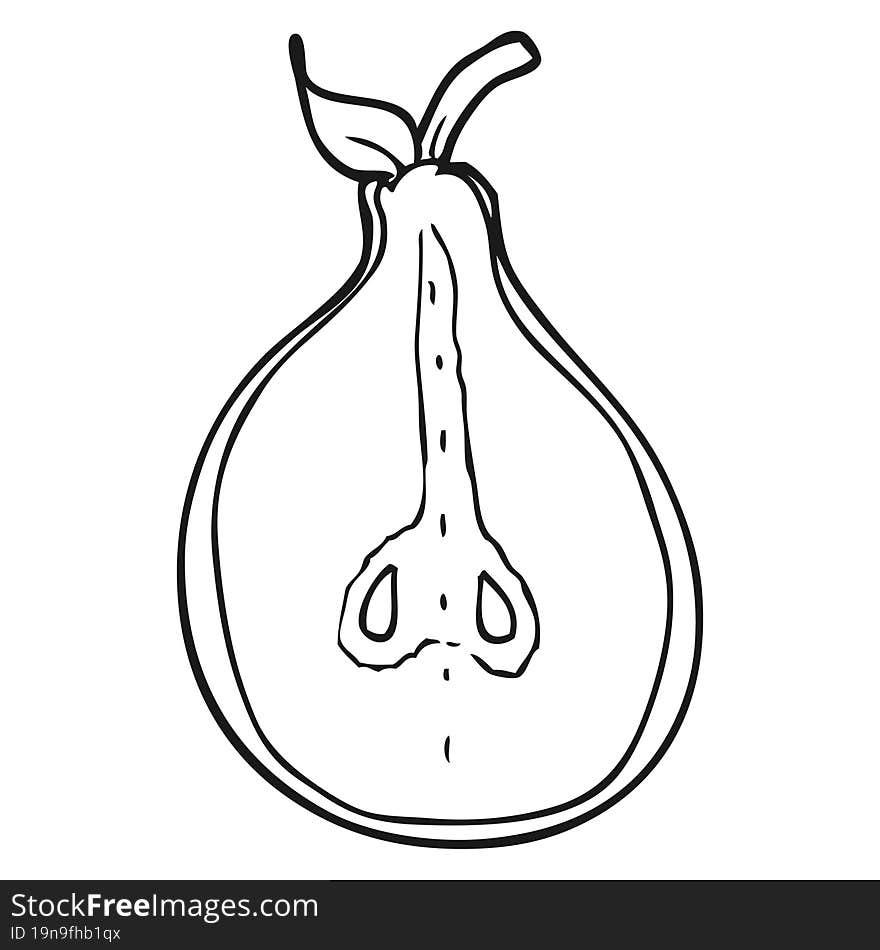 black and white cartoon pear