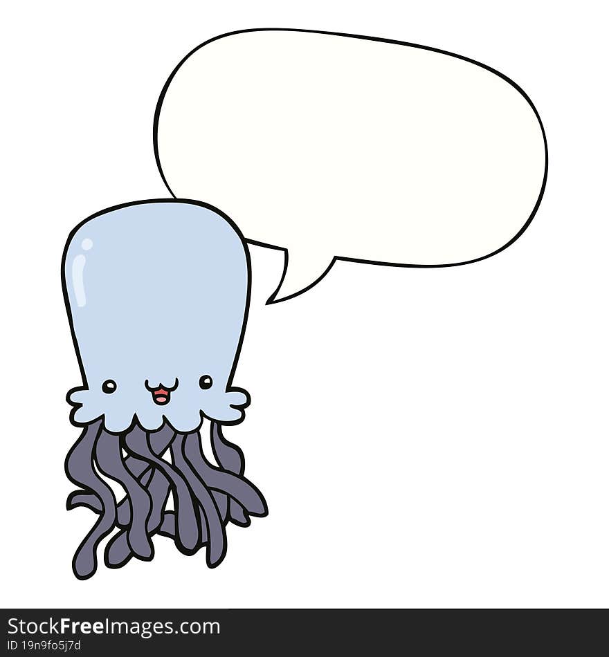 cartoon octopus and speech bubble