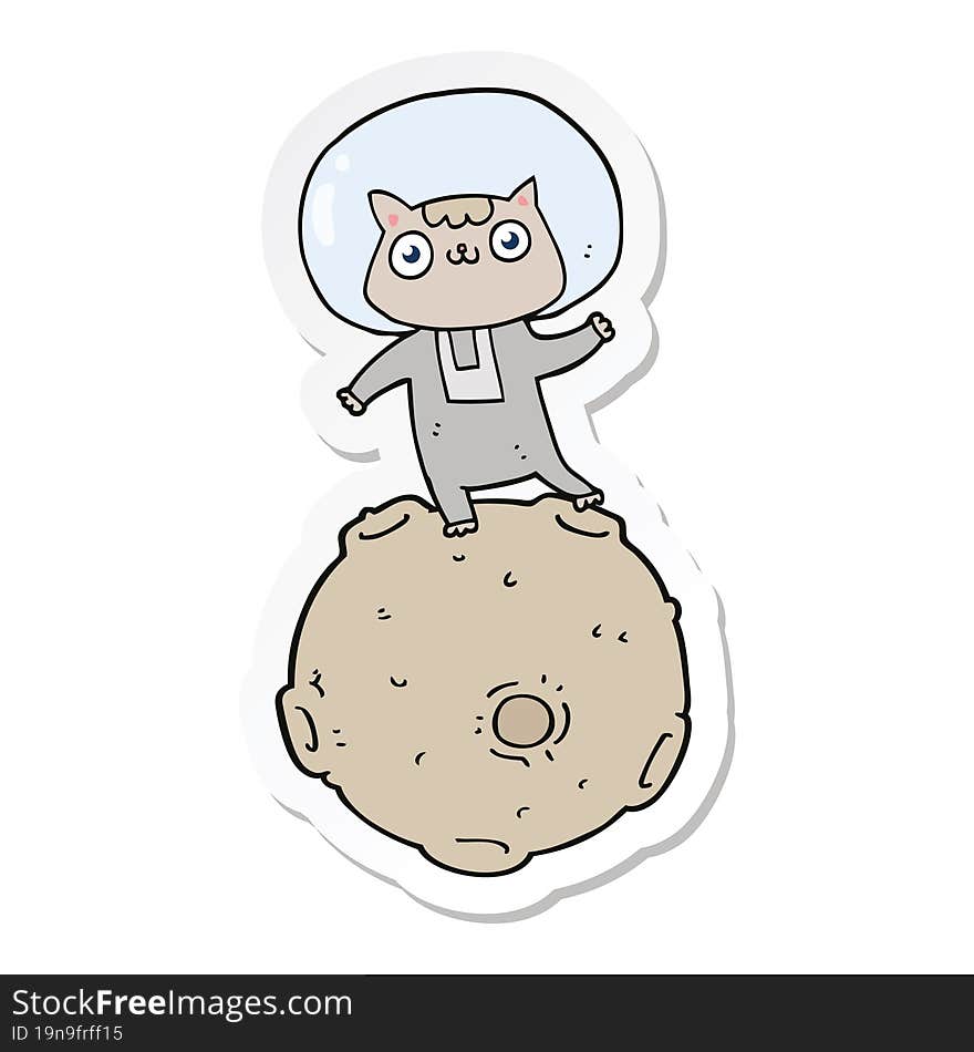 sticker of a cute cartoon astronaut cat