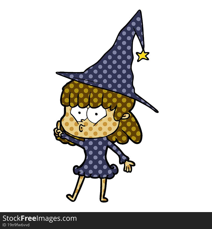 cartoon whistling witch girl. cartoon whistling witch girl