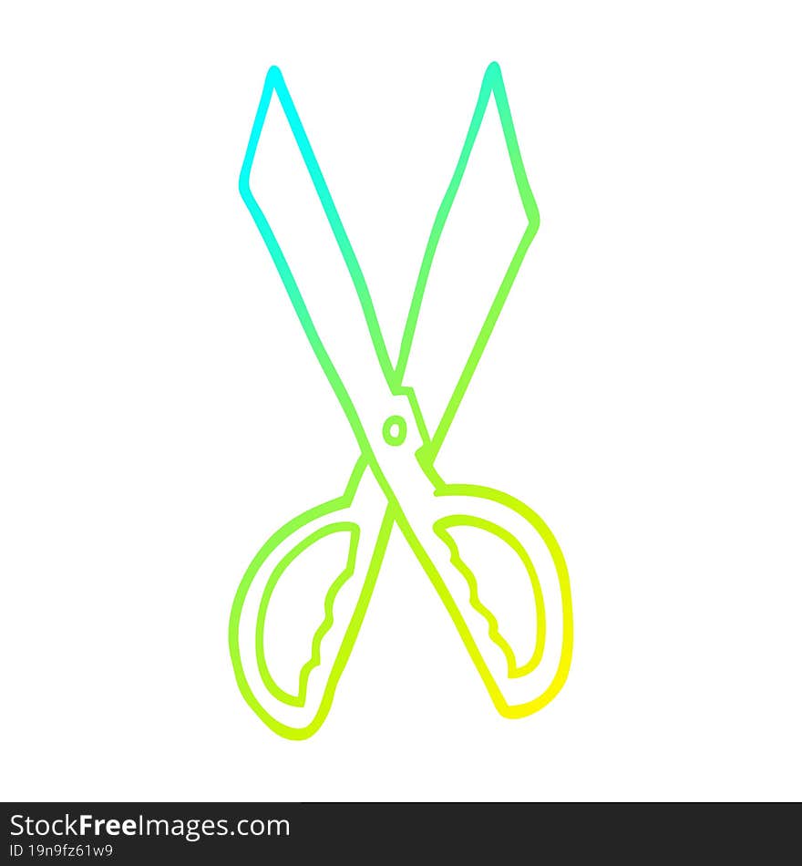 cold gradient line drawing cartoon sewing scissors