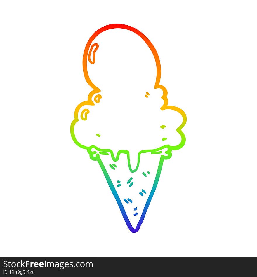 rainbow gradient line drawing cartoon ice cream