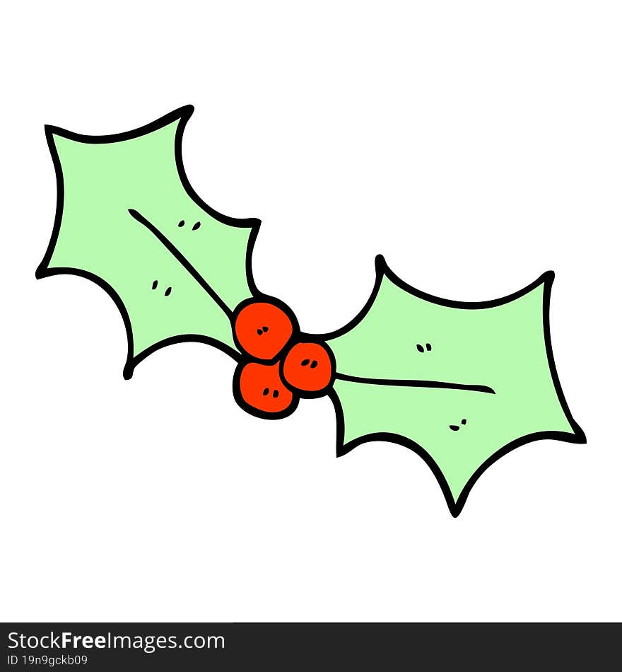 Cartoon Doodle Christmas Holly