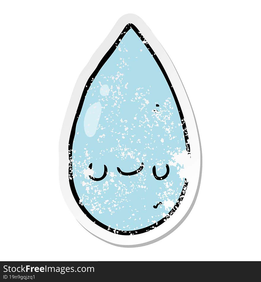 distressed sticker of a cartoon cute raindrop