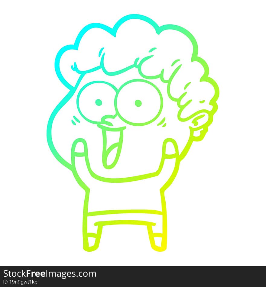 cold gradient line drawing cartoon happy man