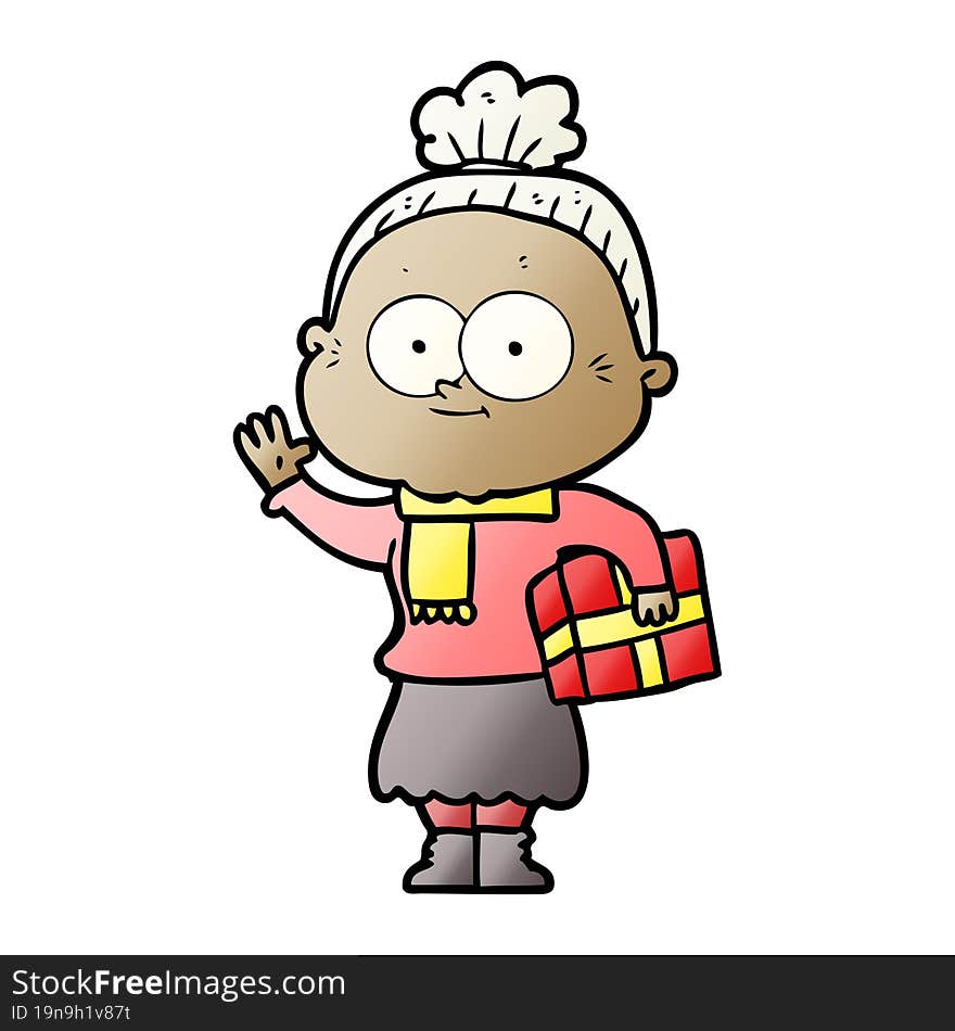 cartoon happy old woman. cartoon happy old woman